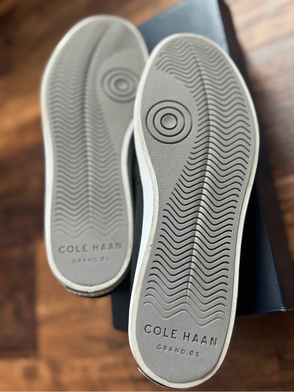 Cole Haan Black Pebbled Leather Slip-On Loafers with White Sole - Picture 4 of 5